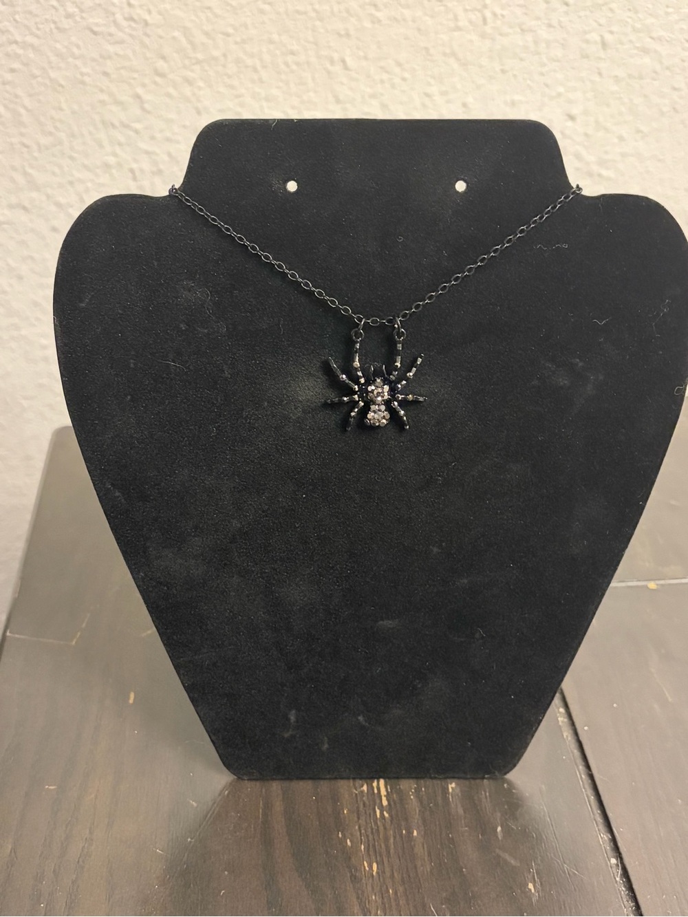 Black Crystal Spider Pendant Necklace for Women